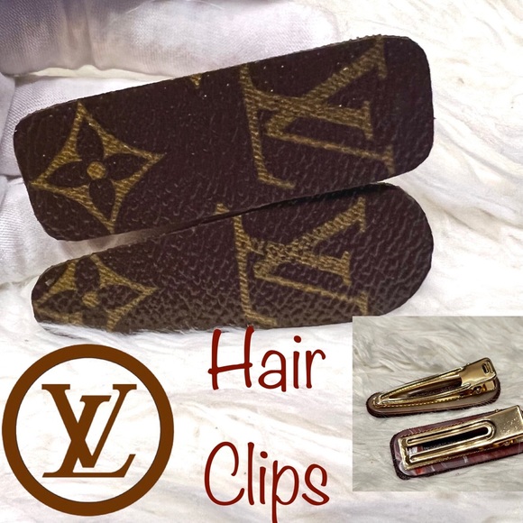 Louis Vuitton Hair Clips -Upcycled Luxury from Authentic Vintage Handbag Canvas - Picture 1 of 11